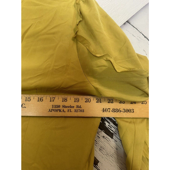 Ann Taylor Beautiful Gold Ruffle Long Sleeve Long Shirtdress SZ 16 *read* - Picture 8 of 11